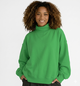 Sweat-shirt décontracté pour femme à col montant, personnalisable avec logo frontal, en tissu molletonné polyester-coton écologique de qualité supérieure, service OEM - Product Image 5