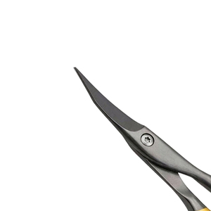 Ciseaux à cuticules en acier inoxydable à faible MOQ, avec manche doré et étui en cuir PU, portables, pour manucure et coupe-ongles, OEM – Vente chaude - Product Image 3