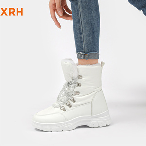 Nouveautés Imperméable Fermeture Éclair Antidérapant Réglable Serrure Dentelle Pu Haute Fourrure Doublé Chaud Femmes Automne Hiver Midi Bottes <span class=keywords><strong>De</strong></span> Neige - Product Image 5