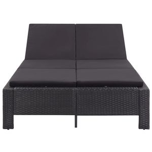 Chaise longue en rotin PE noir de 78,7 po x 21,7 po x 2,4 po avec coussins - Product Image 4