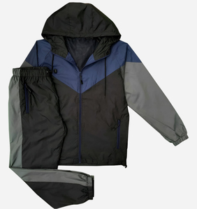 Men's 2 Piece <b>Zipper</b> <b>Jacket</b> and Elastic Trouser 100% Nylon Wholesale Summer Satin Lightweight Waterproof 2 Piece Sets - Product Image 2