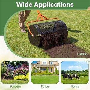 Spargitore per Prato da 24 Pollici con Rete da 0,75 x 0,5 Pollici, Spargitore di Compost per Terra, Sabbia e Fertilizzante, Colore Arancione - Product Image 5