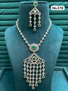Ensemble de bijoux en zircon plaqué argent avec pierre précieuse rose, design géométrique pour femmes, collier et boucles d'oreilles de mariage, à la mode, n° 278 - Product Image 4