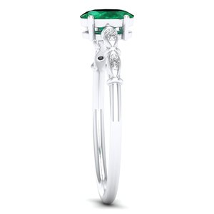 Bagues de fiançailles REYES en or 14 carats de haute qualité avec émeraude taille ovale de 0,5 carat et moissanite, bijoux fins à prix de gros - Product Image 3