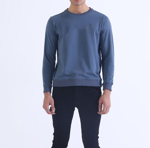 Sudadera Casual para Hombre, Diseño Nuevo, Cuello Redondo, 100% Algodón, Cálida para Invierno, Color Azul Sólido, Estampado Digital - Product Image 2