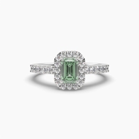 VABS DIAMOND 1.06 Ct Moissanite Halo Plaqué Rhodium Sertissage à griffes Classique pour Femme Or 10K 14K 18K pour Mariage, Fiançailles, Fête, Troisième Anniversaire