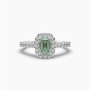 Anillo de compromiso y boda clásico para mujer VABS DIAMOND de oro de 10K, 14K, 18K con moissanita de 1.06 ct, halo y engaste de garras, chapado en rodio, para fiesta o tercera ocasión. - Product Image 5