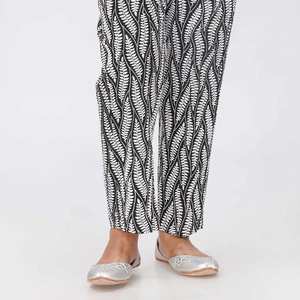 Pantalon Khaddar Slim Fit pour femme PW3601 Pantalon et pantalon imprimés bouffants noirs - Product Image 3