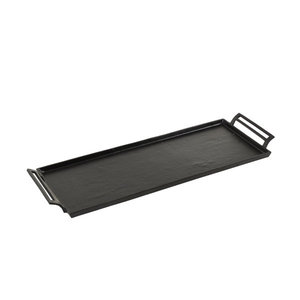 Plateau de service rectangulaire en métal noir décoratif avec poignées, plateau de service alimentaire en aluminium, organisateur de table - Product Image 2