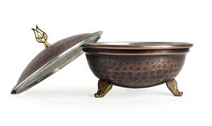 Sucrier artisanal en cuivre martelé à la main, récipient à épices et herbes avec couvercle - Product Image 5