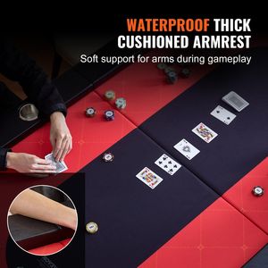 Table de poker portable pliable pour 10 joueurs avec rails rembourrés et porte-gobelets en acier inoxydable pour le Blackjack, le Texas Hold'em, le Mahjong et les jeux de hasard - Product Image 4