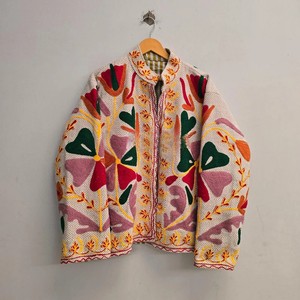 Handmade Suzani Embroidery Cotton <b>Jacket</b> Vintage Kantha Quilted Coat Short Cardigan Indian Suzani <b>Jacket</b> For Women - Product Image 1
