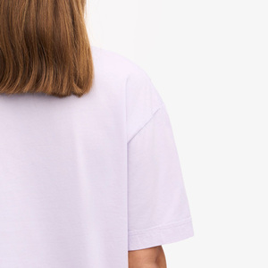 T-shirt décontracté d'été pour femme, coupe classique, col rond, manches courtes, couleur unie, léger, avec logo minimaliste, 100 % coton biologique - Product Image 4