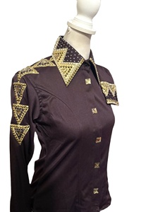 Tela de tafetán elástica hecha a mano Cowgirl Western Show Shirt para ropa ecuestre y equitación - Product Image 4