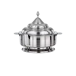 Cacerola Redonda Oriental de Metal con Acabado Dorado Pulido y Asa Decorativa, Bellamente Elaborada por S & SONS INTERNATIONAL - Product Image 3