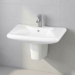 Vistaar Hospital & Villa Use Half Pedestal Ceramic Wash Basin With Modern Design Water Resistant - Product Image 6