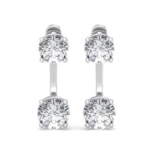 Pendientes de lujo de oro rosa con diamantes redondos de talla brillante, minimalistas, dos en uno, tipo gota, joyería de moda para mujer - Product Image 4