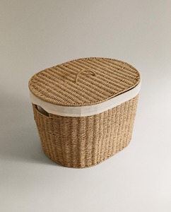 Oval seagrass <b>basket</b> <b>with</b> <b>lid</b> Handmade Storage <b>Basket</b> Wholesale eco-friendly Made Viet Nam - Product Image 1