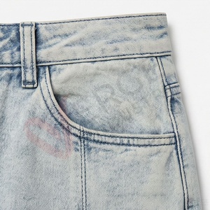 Women's Light Blue High Waist Denim Mini <b>Skirt</b> Washed <b>Straight</b> A Line with Slit - Product Image 5