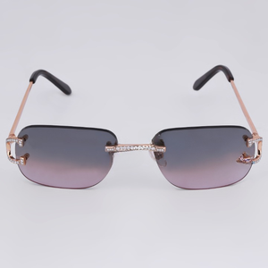 <b>Rimless</b> Rectangle <b>Sunglasses</b> Gradient Lenses Crystal Accents Women Elegant 100% UV Protection Adult - Product Image 3
