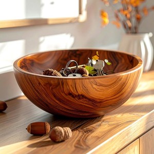 Vintage Style <b>Wooden</b> Bowl <b>Rustic</b> Charred Finish Handmade Serving Salad Bowl for Kitchen <b>Dining</b> <b>Table</b> Eco Friendly Food Safe Use - Product Image 5