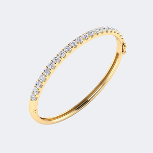 3.21CTW Round Diamond <b>Bangle</b> Bracelet <b>Gold</b> Lab Grown E-F Color VVS2 Prong <b>Set</b> Statement Luxury Jewelry for Women - Product Image 6