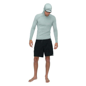 Haut de surf à manches longues pour homme, gris clair, séchage rapide, en spandex et polyester, avec capuche, protection solaire intégrale - Product Image 3