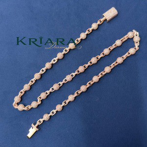 สร้อยคอโมอิสซาไนต์แบบลูกปัด ทอง 18K ชุบทองคำขาว S925 ประดับเพชรทรงกลมเจียระไนแบบบริลเลียนท์ หรูหรา ใส่ได้ทุกวัน สำหรับทั้งชายและหญิง - Product Image 3