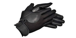 Guantes profesionales de equitación con diseño negro y gris, correa para la muñeca para un ajuste circular personalizado - Product Image 5