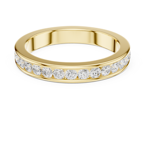 Yellow Gold Plated <b>Diamond</b> Band <b>Ring</b> Round Brilliant Eternity Wedding Band for Women Anniversary Jewelry - Product Image 3