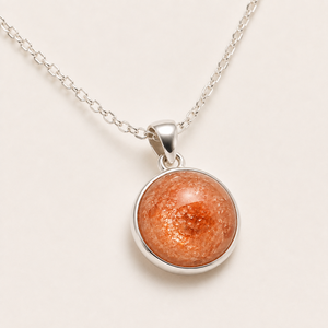 Collar con colgante de piedra del sol engastada en bisel chapado en oro de 18K, plata de ley 925, cabujón naranja melocotón, cadena de cable para personalización al por mayor - Product Image 2
