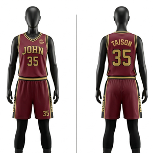 Uniforme de Baloncesto Femenino, Poliéster GSM Transpirable, Malla Azul y Roja, Conjunto de Jersey sin Mangas y Pantalones Cortos, Panel Lateral con Sublimación, Logotipo Personalizado - Product Image 3