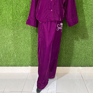 Ensemble de pyjama décontracté 2 pièces en coton brodé pour femme, grande taille, imprimé personnalisé, tissé, de haute qualité, de marque - Product Image 5