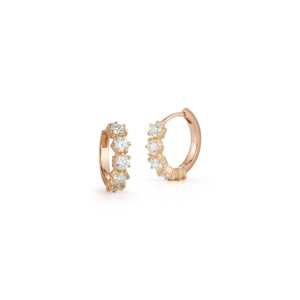 Boucles d'oreilles créoles en or 14K avec diamants de laboratoire taille ronde, pavé de 5 pierres, 12mm, petites créoles Huggies éternité, vente en gros - Product Image 5
