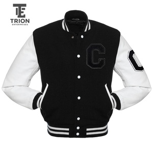 Veste universitaire personnalisée avec broderie de la lettre A blanche, style preppy, vêtement d'automne, mélange de laine et de polyester, coupe classique - Product Image 1