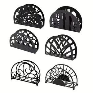 Support décoratif pour mouchoirs en métal, antidérapant, facile à transporter, support décoratif pour serviettes, noir, revêtement poudré - Product Image 3