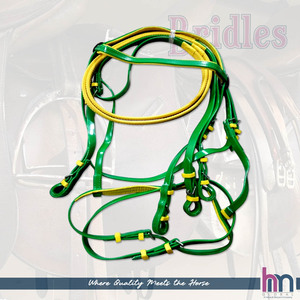 Brida de resistencia ecuestre de BioThane auténtico/PVC prémium de dos tonos con juego de riendas de agarre de goma y cabezada de PVC de alta resistencia - Product Image 6