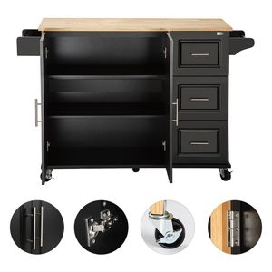 Carrello da Cucina con Piano in Marmo, Mobile Contenitore con Ripiano Regolabile - Product Image 2
