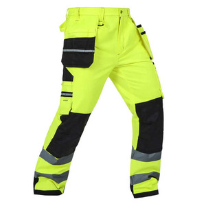 Men's <b>Black</b> Polyester <b>Work</b> <b>Pants</b> Pink Trim Cargo Pockets Abrasion Resistant CE Certified Breathable Needle Detection Uniform - Product Image 3