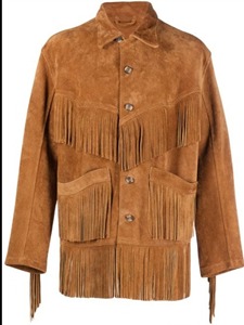 Womens Tan Brown Suede Leather <b>Fringe</b> <b>Jacket</b> Handmade Western Cowgirl Style - Product Image 2