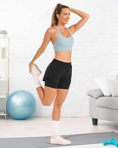 Shorts de course à séchage rapide pour femmes, taille haute, avec doublure en mesh et poches zippées - Product Image 4