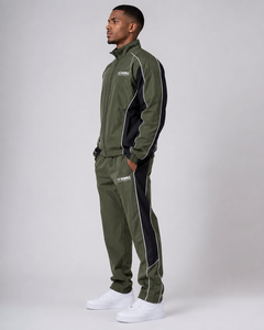 FLY HUMBLE Ensemble de survêtement décontracté noir pour homme, col montant zippé, style sportif, avec logo imprimé à rayures blanches, idéal pour l'été - Product Image 2