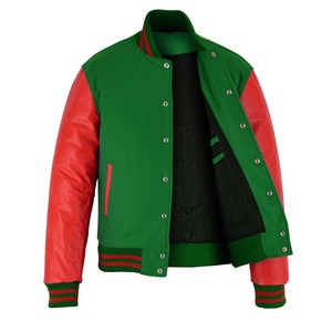 แจ็คเก็ตวาร์ซิตี้ขนสัตว์สีเขียวขายดีที่สุดปี 2026 พร้อมแขนหนังสีแดงสำหรับผู้ชาย คุณภาพสูง 100% ขั้นต่ำในการสั่งซื้อน้อย แจ็คเก็ตแฟชั่นแบบมีฮีตเตอร์ - Product Image 3