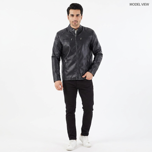 Custom 100% Genuine Leather <b>Jacket</b> for Men Stylish <b>Slim</b> <b>Fit</b> with Front Logo Casual Solid Pattern Winter Zipper <b>jacket</b> for men - Product Image 4