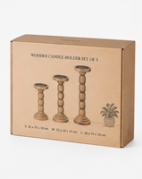 Ensemble de 3 supports à bougies en bois rustique, faits à la main, pour la décoration de la table de salle à manger à la maison