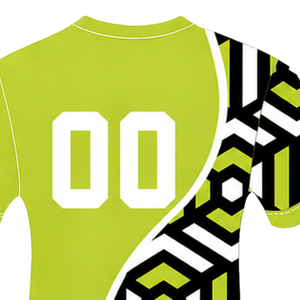 Camiseta de Rugby Geométrica Verde Lima, Negra y Blanca, de Manga Corta y Cuello Redondo, Personalizable, Transpirable, para Entrenamiento Deportivo en Equipo - Product Image 4