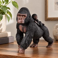 Statue d'animal de compagnie en résine à prix de gros : Gorille portant un bébé, figurine décorative de faune pour la maison et le bureau