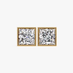 Boucles d'oreilles minimalistes en diamant de laboratoire taille princesse 1 carat, or rose 14K, serti clos, solitaire carré, pour fiançailles et mariage, IGI - Product Image 6