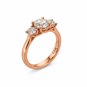 Anillo de Diamantes Redondos de Tres Piedras de Oro Puro de 14K y 18K con Certificado IGI, Anillo de Compromiso, Anillo de Promesa, Regalo de Aniversario de Bodas - Product Image 2