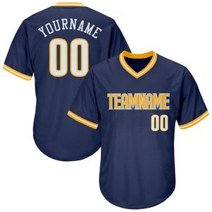 Maillot de baseball personnalisé bleu marine pour homme, manches courtes, numéro d'équipe sublimé, maille polyester, vêtement respirant et anti-humidité - Product Image 2